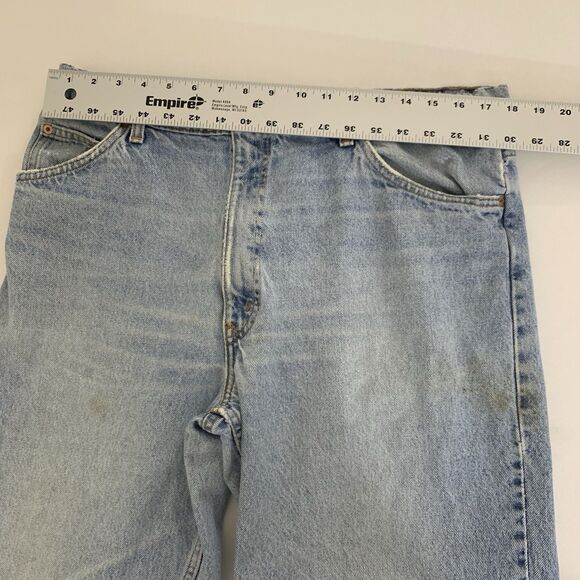 VTG 90s Levis 550 Relaxed Fit Jean Men 38x30 Light Denim Orange Tab Grunge 36x29 - Picture 8 of 10